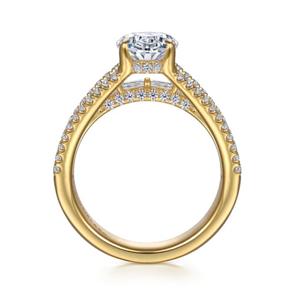 14K Yellow Gold Diamond Engagement Ring – Contemporary Collection (1.03 CTW Accent Diamonds)