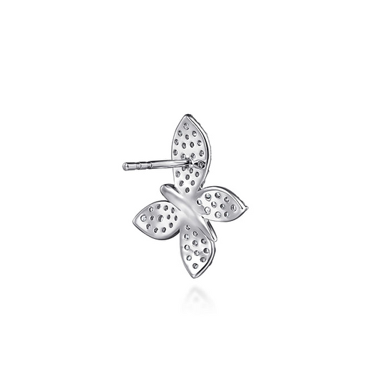 14K White Gold Diamond Butterfly Stud Earrings