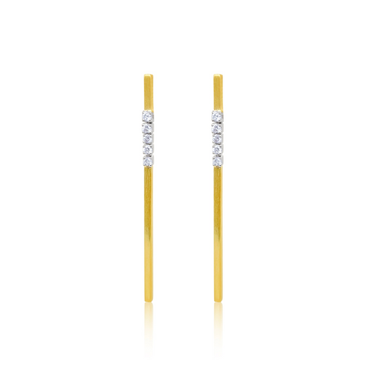 Meira T Designs | Diamond and Gold Bar Earrings