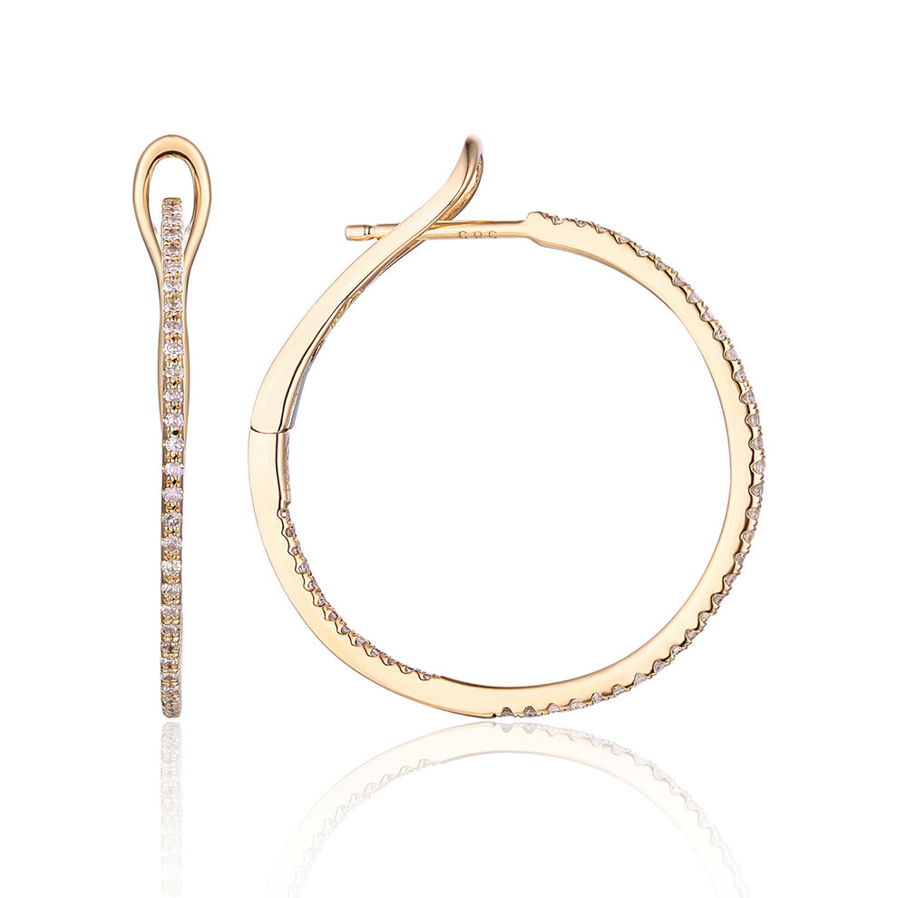 14K Inside Out Hoop Earrings