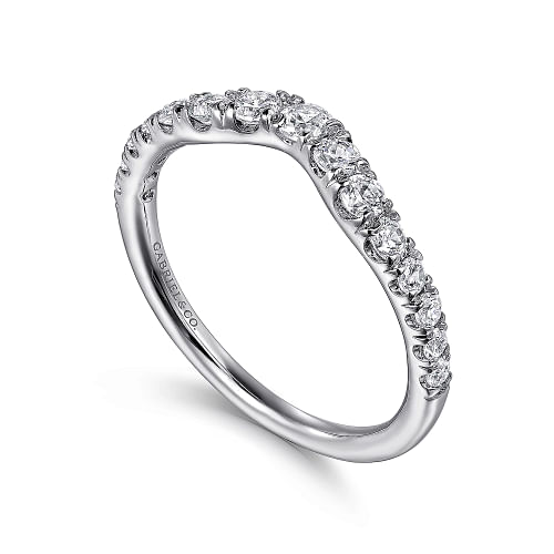 Chambery - Curved 14K White Gold French Pave Diamond Wedding Band - 0.5ct