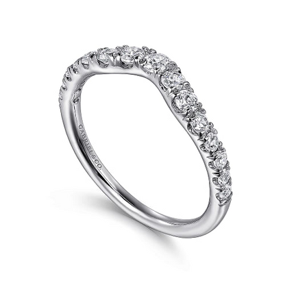 Chambery - Curved 14K White Gold French Pave Diamond Wedding Band - 0.5ct
