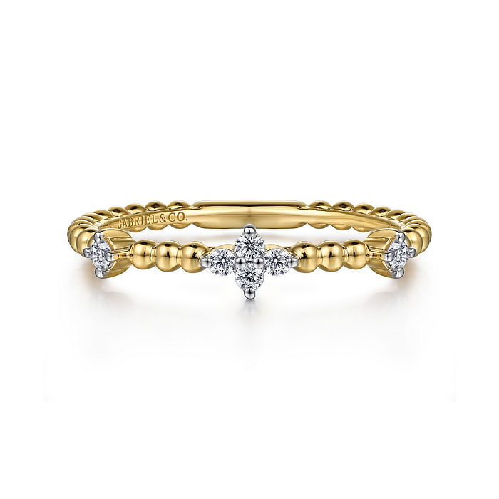 14K Yellow Gold Diamond Station Bujukan Stackable Ring