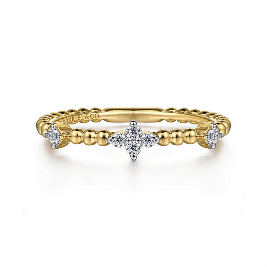 14K Yellow Gold Diamond Station Bujukan Stackable Ring