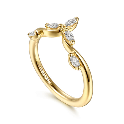 14K Yellow Gold Marquise Diamond Anniversary Band – Floral Nouveau Collection (.24 CTW)