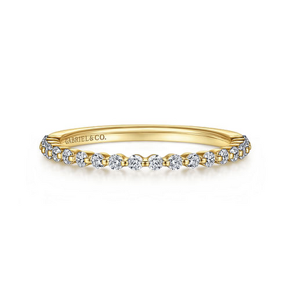 14K Yellow Gold Single Prong Diamond Anniversary Band