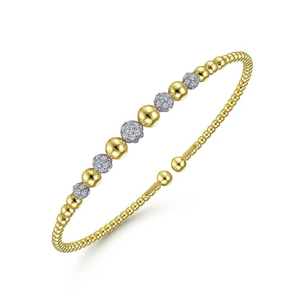 14K White-Yellow Gold Bujukan Diamond Cuff Bracelet