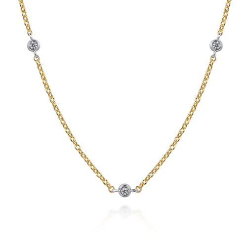 14K Two-Tone Diamond By The Yard Necklace