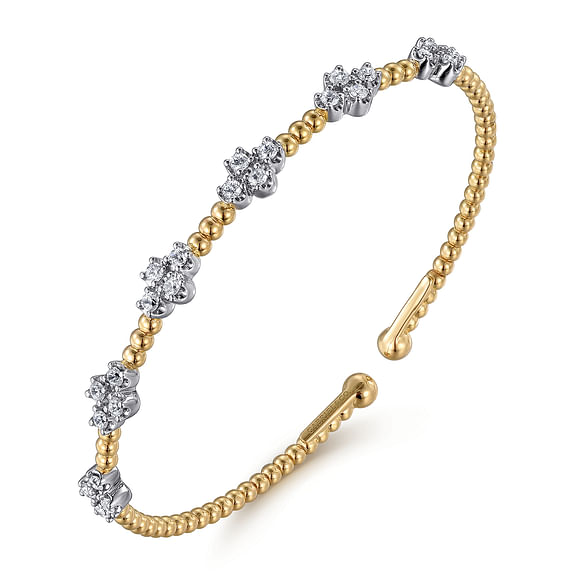 14K White-Yellow Gold Bujukan Diamond Bangle