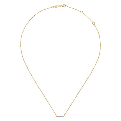 14K Yellow Gold Petite Pave Diamond Bar Necklace