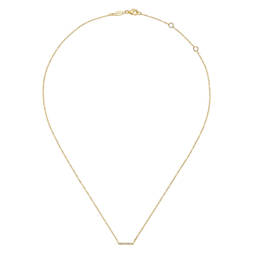 14K Yellow Gold Petite Pave Diamond Bar Necklace