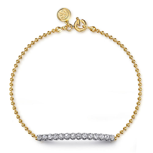 14K White and Yellow Gold White Sapphire Bar Bracelet
