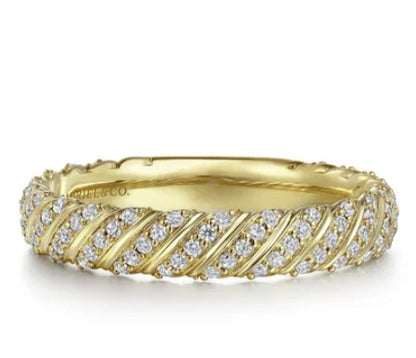 14K Diamond Rope Ladies Stackable Ring - 0.40 Carats