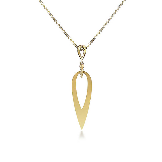 14K Yellow Gold Bujukan Pendant Drop Necklace