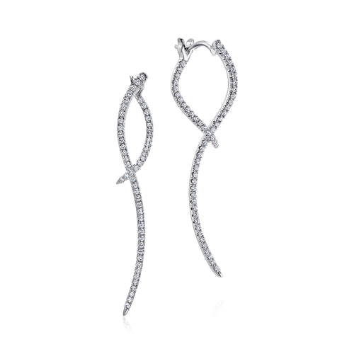 Gabriel & Co | 14K White Gold Sculptural Diamond Drop Earrings