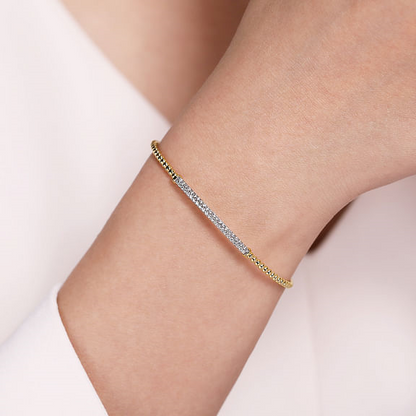 14K Yellow Gold Bujukan Diamond Bar Split Bangle