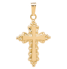 Gold Filled Cross Necklace with Beaded Border