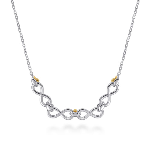 14K Yellow Gold and Sterling Silver Bujukan Infinity Bar Necklace