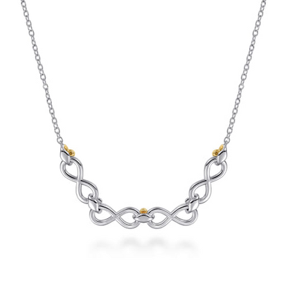 14K Yellow Gold and Sterling Silver Bujukan Infinity Bar Necklace