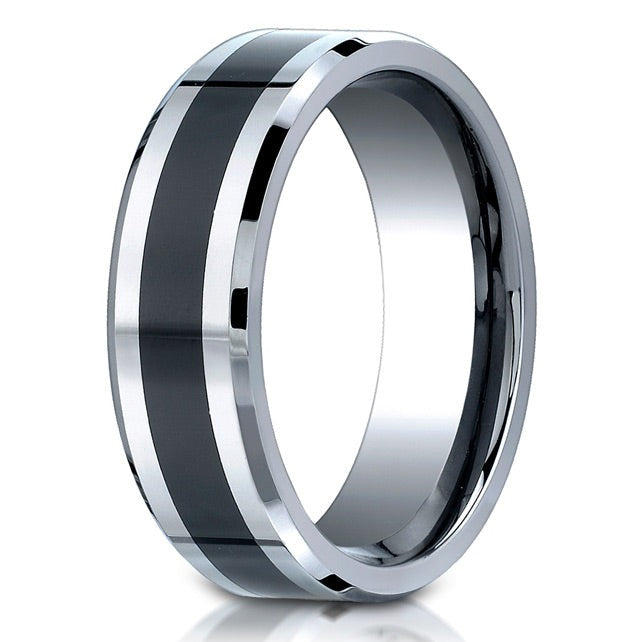 Cobalt Chrome with Ceramic Inlay Design Wedding Band