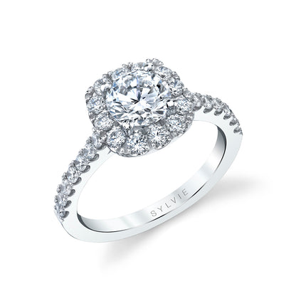 Sylvie | Jacalyn Round Cushion Cut Classic Halo Engagement Ring