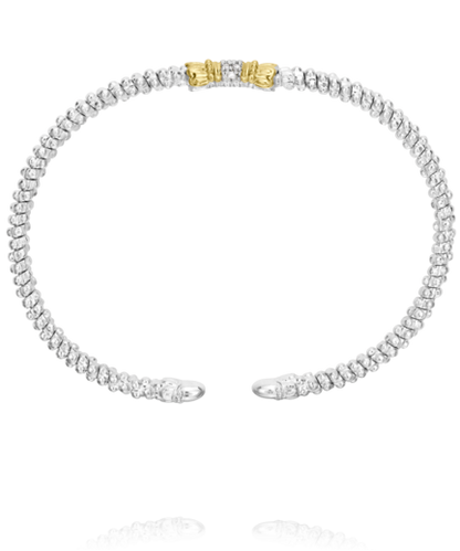 14K Yellow Gold and Sterling Silver Diamond Bangle Bracelet