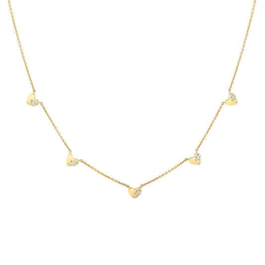 14K Eternelle Scattered Diamond Heart Charm Necklace