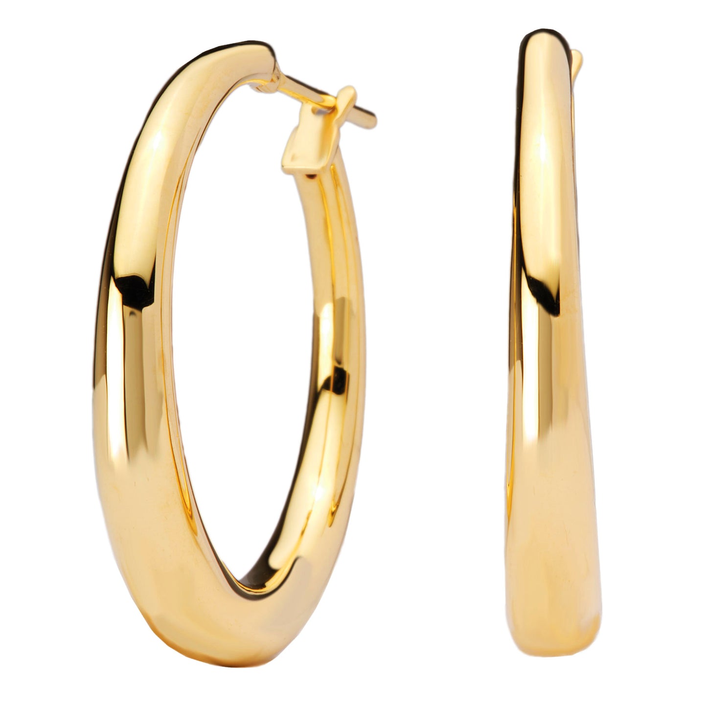 14K Yellow Gold Italian Hollow Hoops