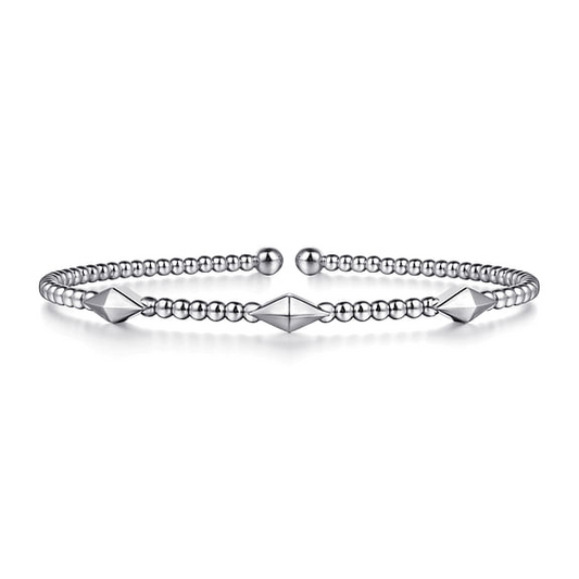 14K White Gold Bujukan Pyramid Stations Bangle