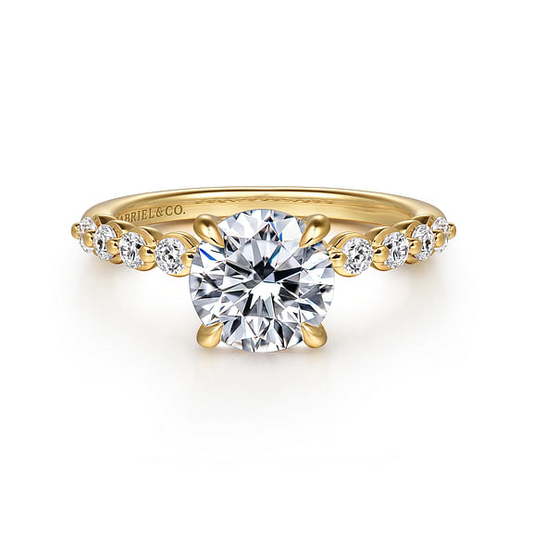 14K Yellow Gold Round Diamond Engagement Ring