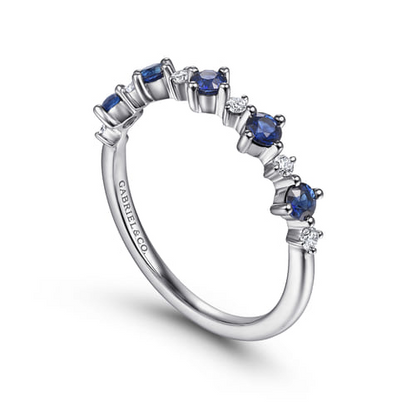 14K White Gold Alternating Diamond and Sapphire Ring (.09 CTW Diamonds / .42 CTW Sapphires)