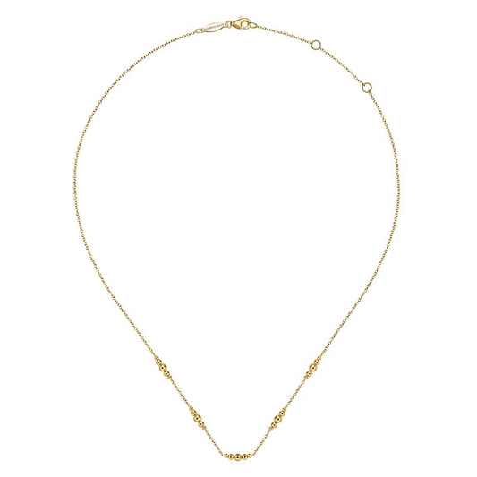 14K Yellow Gold Bujukan Beads Station Necklace