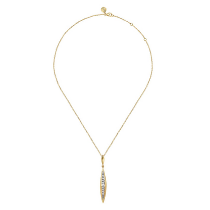 14K White and Yellow Gold Diamond Bullet Drop Necklace