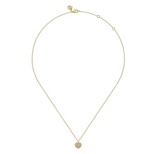 14K Yellow Gold Diamond Bujukan Heart Necklace