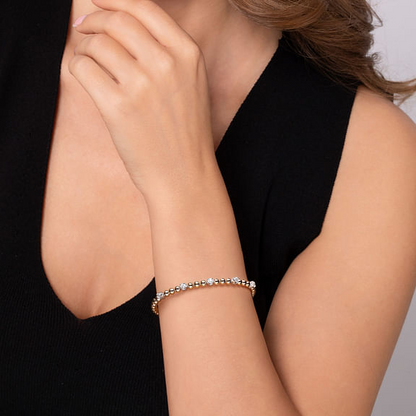 14K White and Yellow Gold Bujukan and Diamond Station Split Bangle Bracelet
