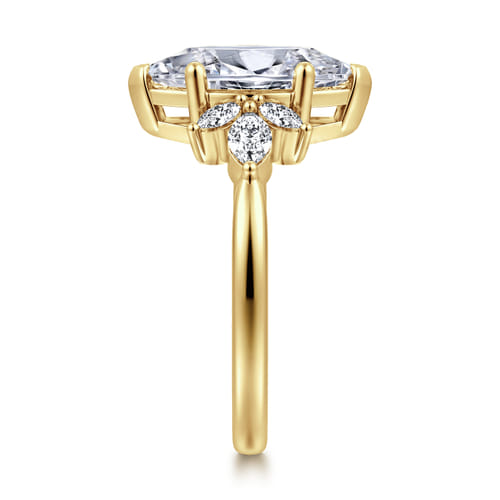 14K Yellow Gold Marquise Diamond Engagement Ring Mounting (.37 CTW Accent Diamonds)