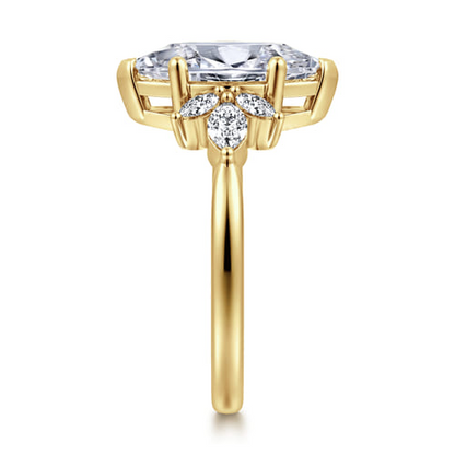 14K Yellow Gold Marquise Diamond Engagement Ring Mounting (.37 CTW Accent Diamonds)