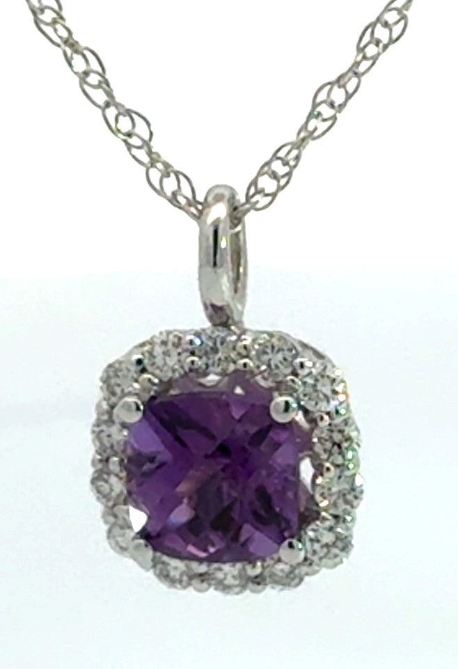 Kirkland Jewelry Estate | Pre-Owned 14K White Gold Diamond and Amethyst Pendant
