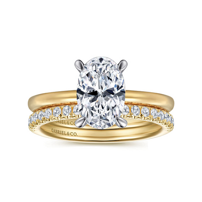 Cari - 14K White-Yellow Gold Hidden Halo Oval Diamond Engagement Ring