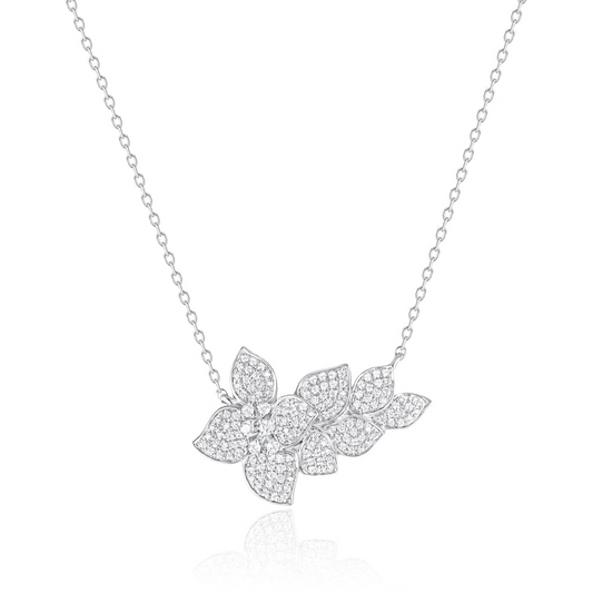 Flower Pave Diamond Necklace