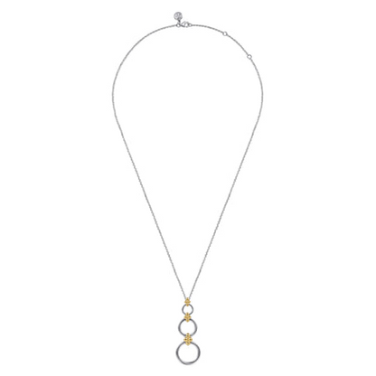 14K Yellow Gold and Sterling Silver Bujukan Round Link Pendant Necklace