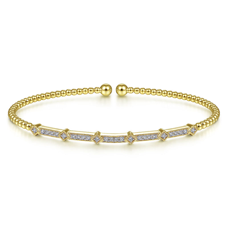 14K Yellow Gold Diamond Bangle