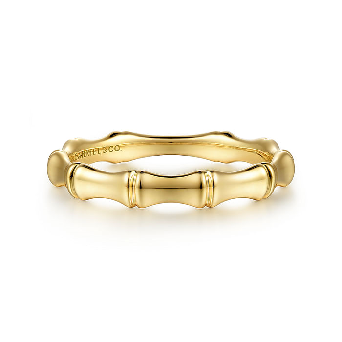 14K Yellow Gold Bamboo Shape Stackable Ring