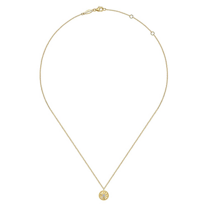 14K White-Yellow Gold Diamond Cut Bujukan Diamond Cut Pendant Necklace