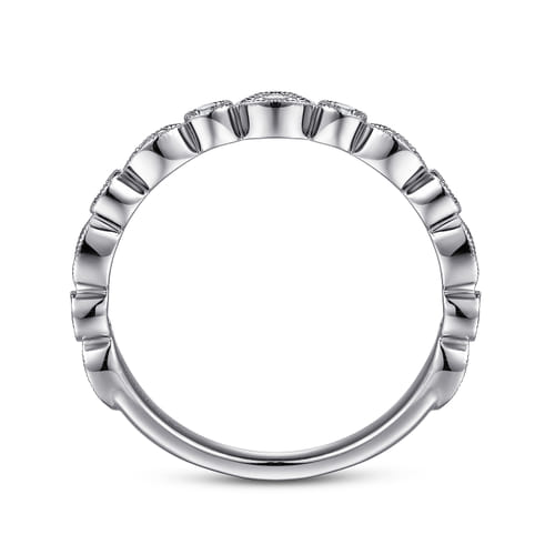 14K White Gold Vintage-Inspired Round and Marquise Station Diamond Anniversary Band (.24 CTW)