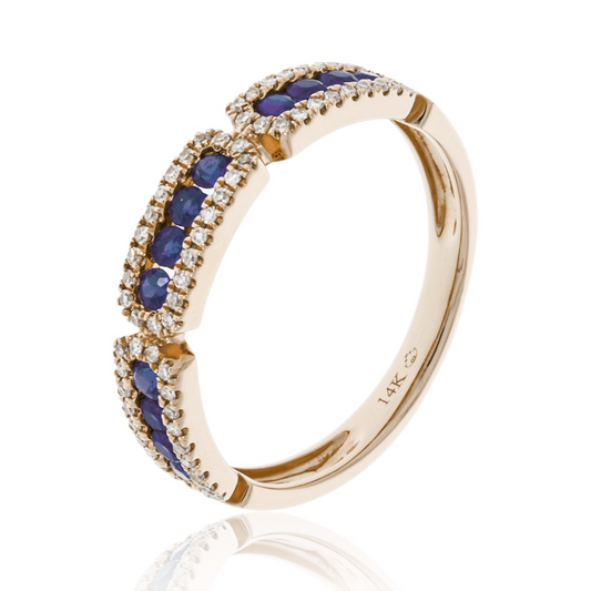 Luvente | Diamond and Sapphire Yellow Gold Art Deco Band