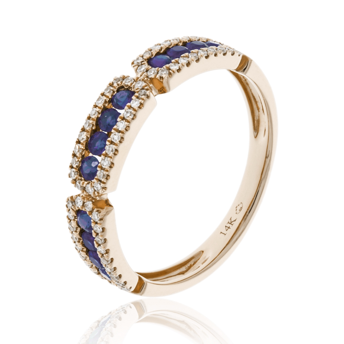 Diamond and Sapphire Yellow Gold Art Deco Band