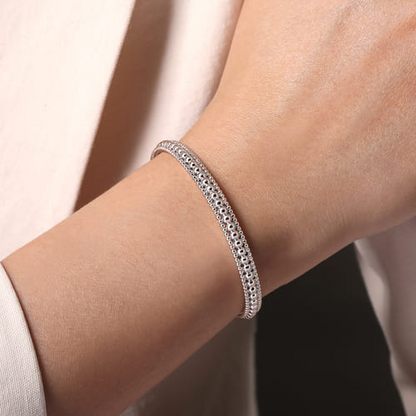 Gabriel & Co | Sterling Silver Bujukan Beaded Open Bangle