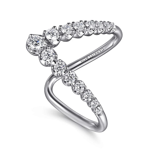 Gabriel & Co | 14K White Gold Diamond Chevron Ladies Ring
