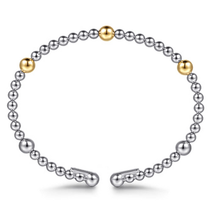 14K Yellow Gold and Sterling Silver Bujukan Split Bangle Bracelet
